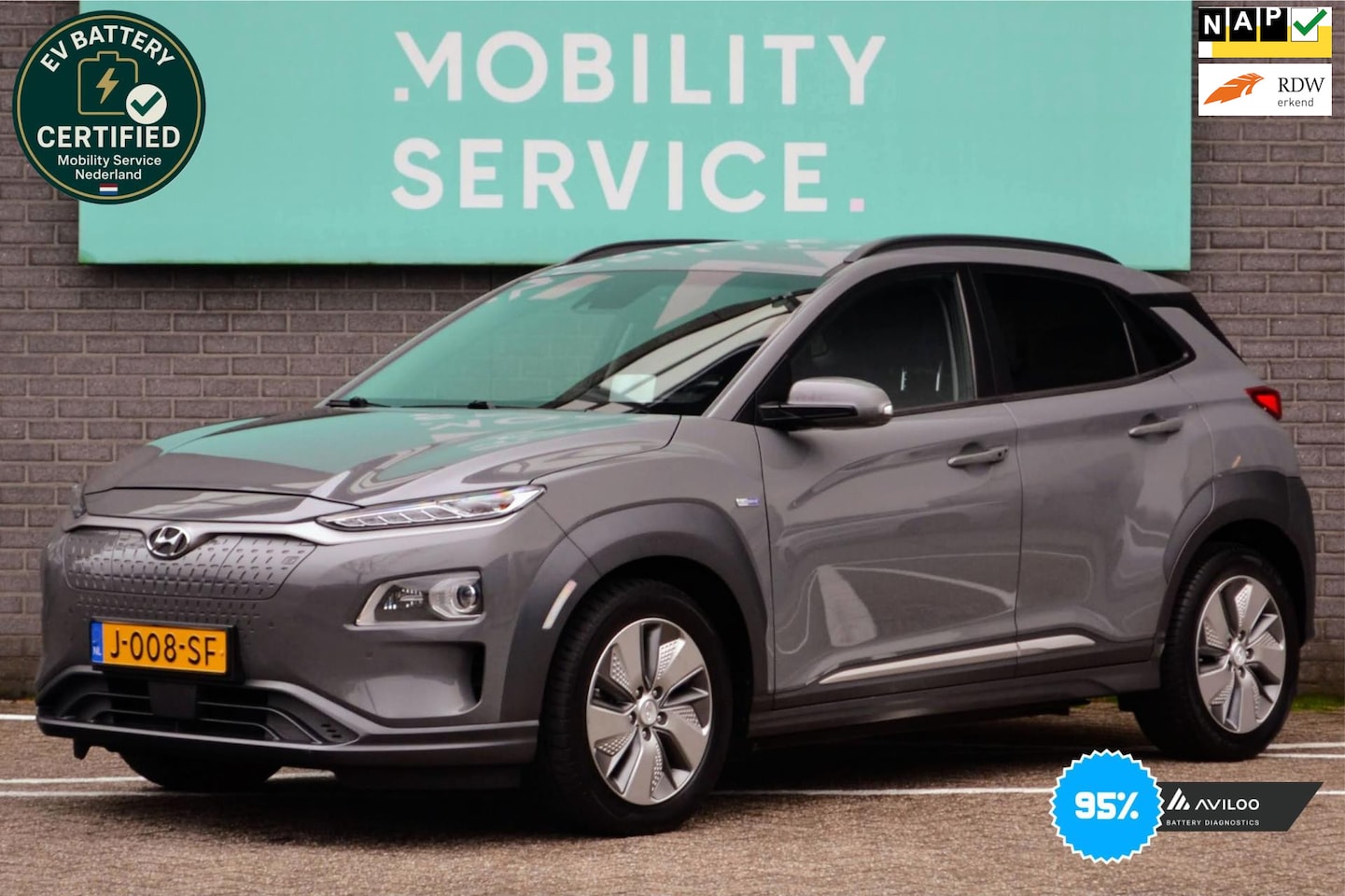 Hyundai Kona Electric - EV Premium 64 kWh SOH95% 3FASE ACC Clima Navi Carplay LED - AutoWereld.nl