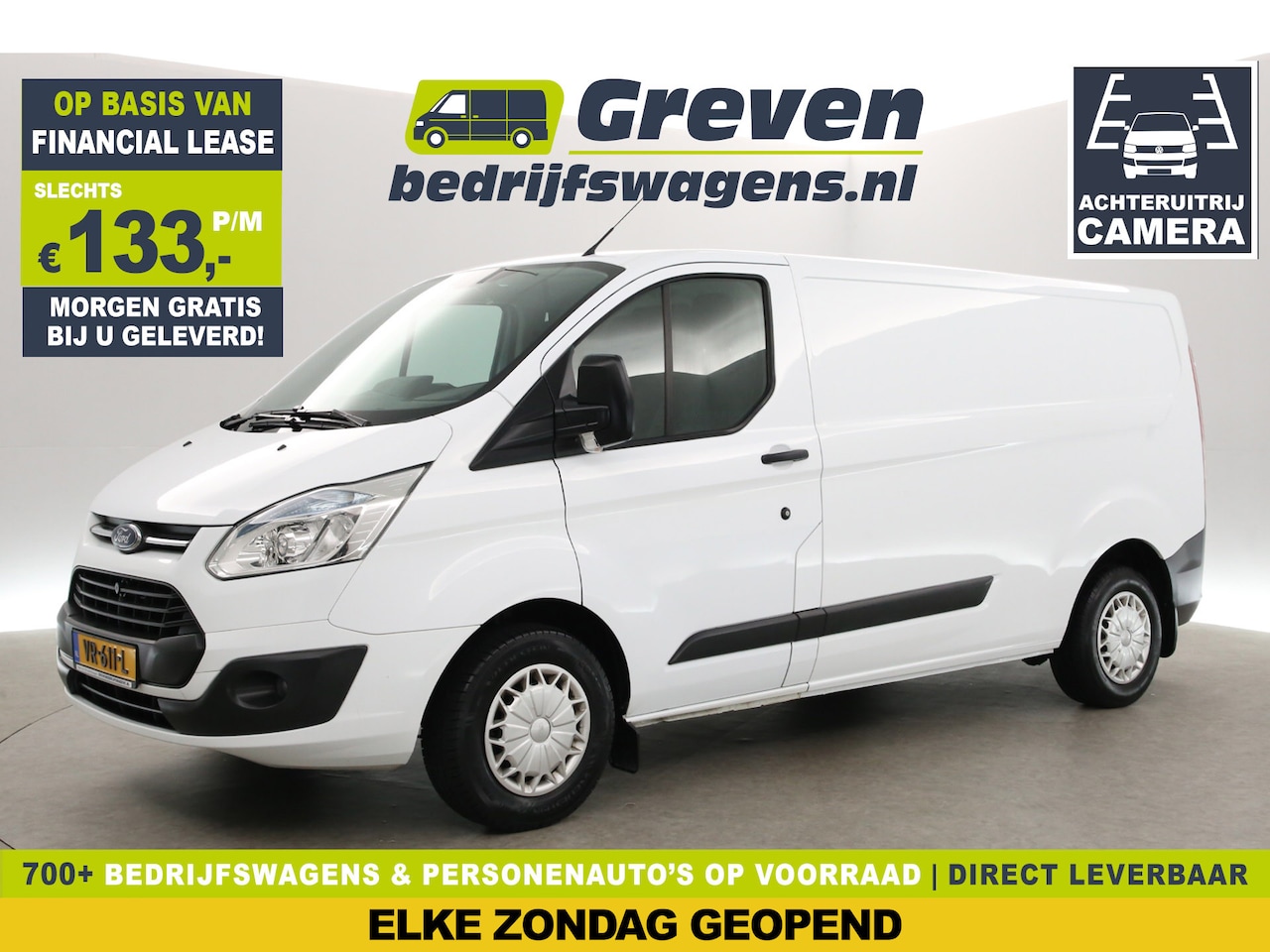 Ford Transit Custom - 310 2.2 TDCI L2H1 | Airco | Cruise | Camera | Navi | 3-Zits | Trekh. - AutoWereld.nl