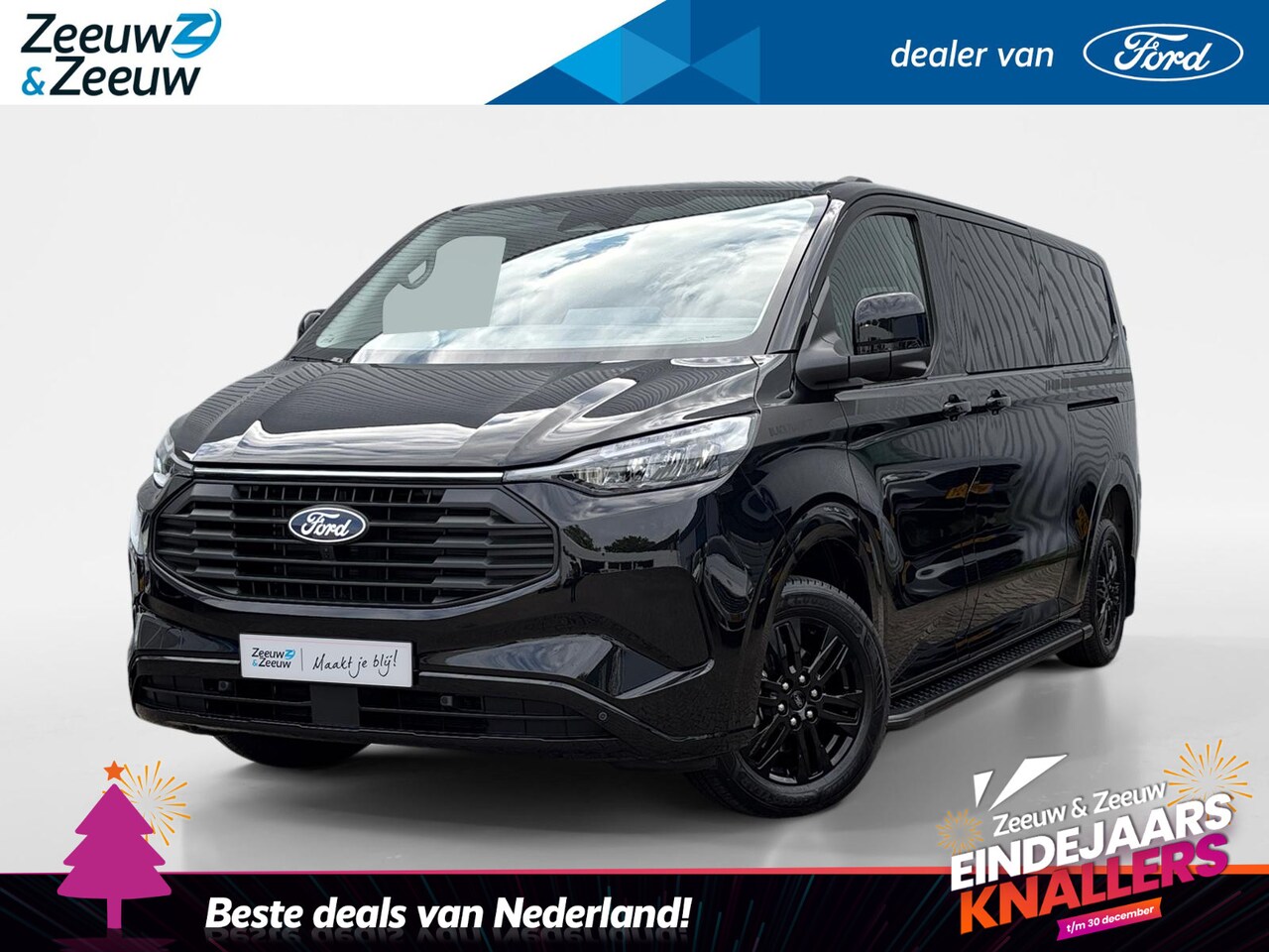 Ford Transit Custom - 320 2.5 PHEV L2H1 Black Platinum DC | VOORRAAD! | 0,99% rente | Lederen bekleding | Dubbel - AutoWereld.nl