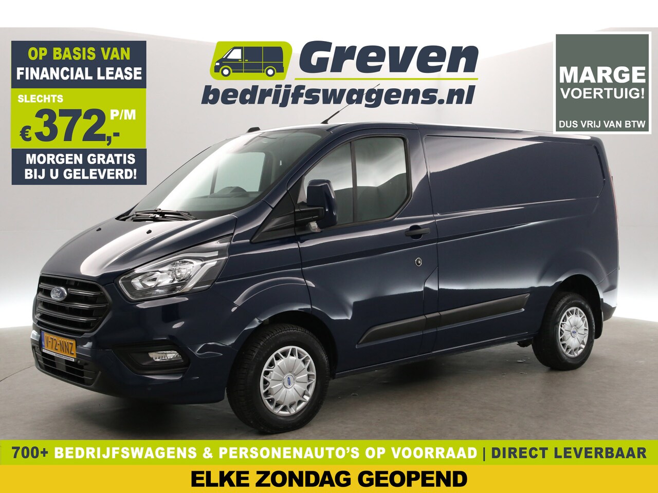 Ford Transit Custom - 280 2.0 TDCI L1H1 | MARGE | Airco | Cruise | 3-Zits | Trekh. | Parkeersens. - AutoWereld.nl