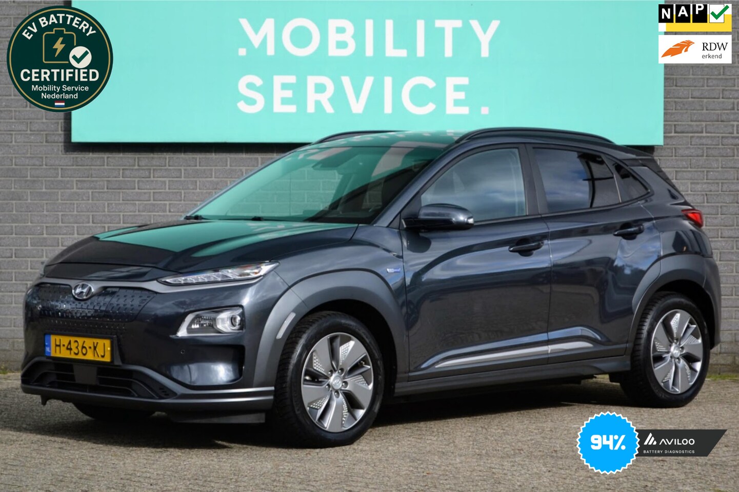 Hyundai Kona Electric - EV Premium 64 kWh SOH 94% 3FASE Clima ACC CarPlay Leder LED Cam - AutoWereld.nl