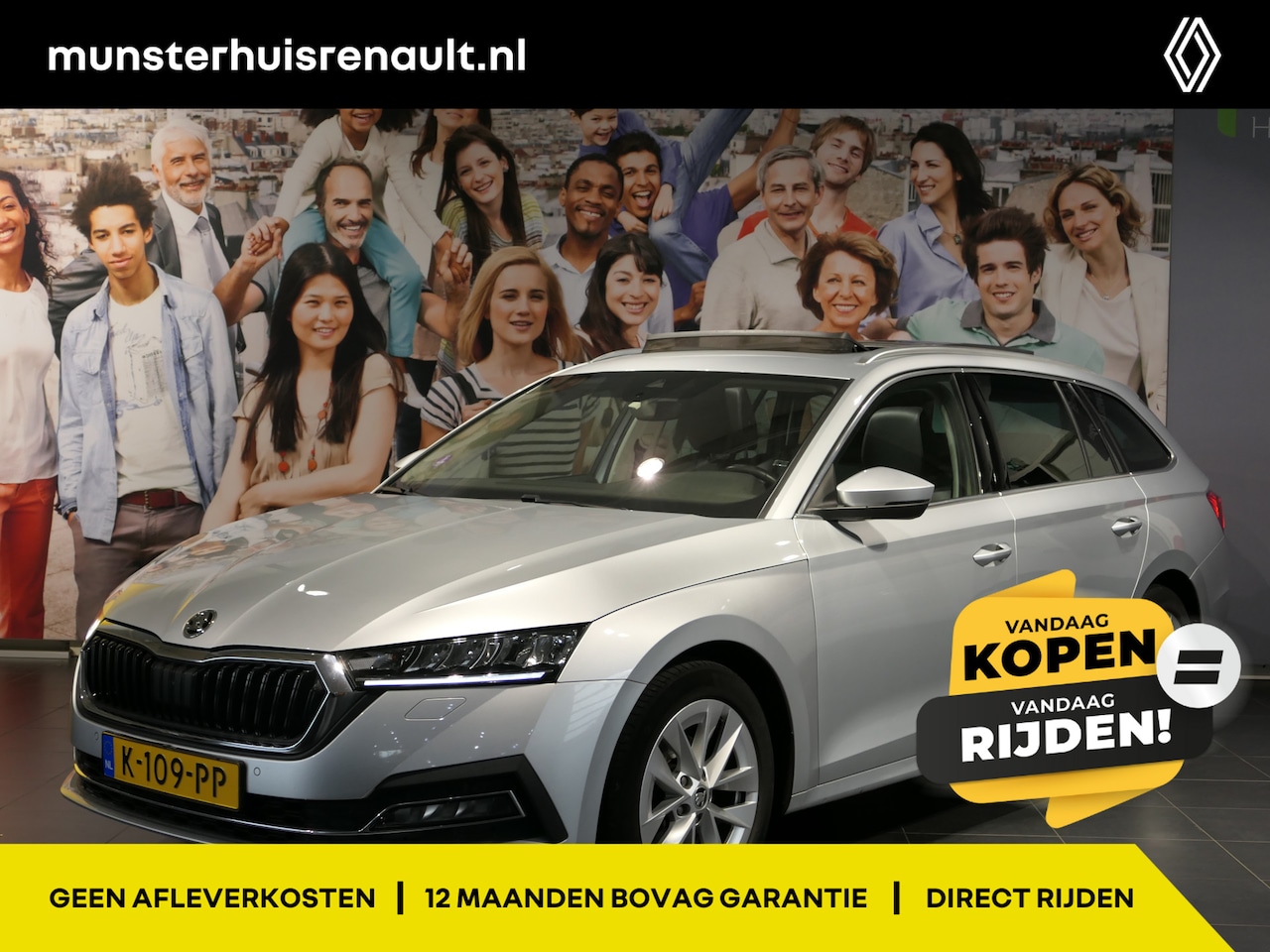 Skoda Octavia Combi - 1.0 e-TSI Business Edition Plus - Leder, Dodehoek, Schuif/kanteldak, Stoel/stuur verwarmd - AutoWereld.nl