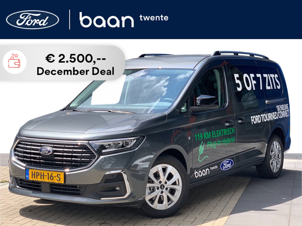 Ford Tourneo Connect - 1.5 Plug-IN Hybrid 150 PK Automaat Titanium L2 | 5 jaar Ford Protect | 7 zits | LED koplam - AutoWereld.nl