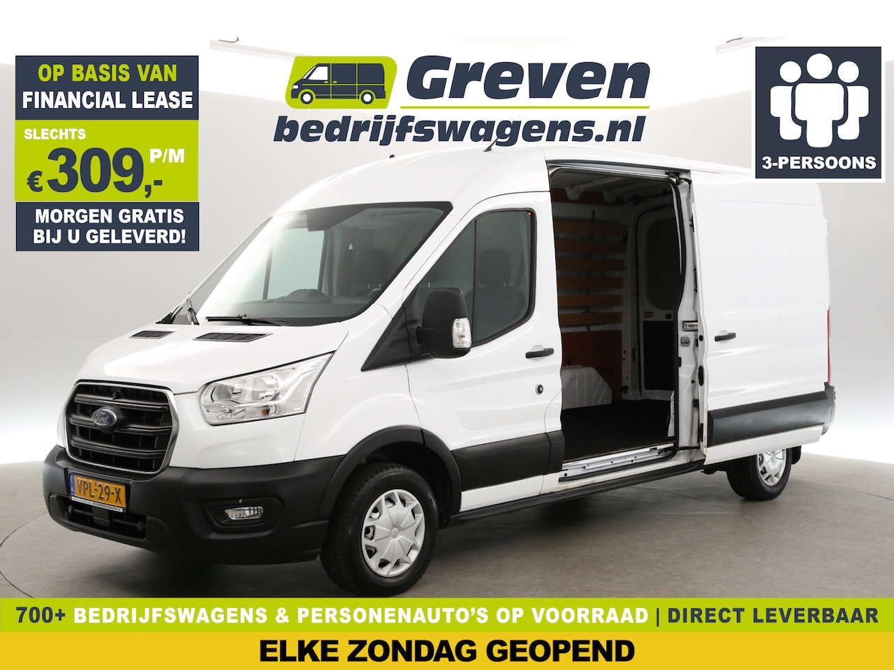 Ford Transit - 2.0 TDCI L3H2 | Airco | Cruise | 3-Zits | 2xSchuifdeur | Parkeersens. - AutoWereld.nl