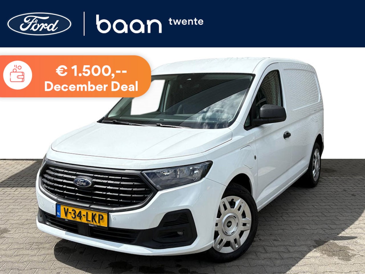 Ford Transit Connect - 1.5 Turbo 150pk PHEV L2 Trend | Frozen white | Uit voorraad leverbaar | Trekhaak | Pdc | C - AutoWereld.nl