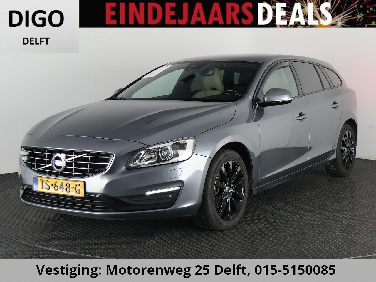 Volvo V60 - 2.0 T3 POLAR+DYNAMIC BLACKLINE-R GARANTIE 10-2028* LEDER +STOELVERWARMING. PDC.AFNEEMBARE - AutoWereld.nl