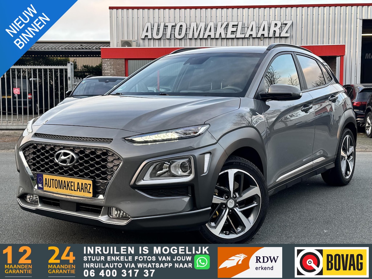 Hyundai Kona - 1.6 T-GDI Premium AUTOMAAT LEDER KEYLESS GO - AutoWereld.nl