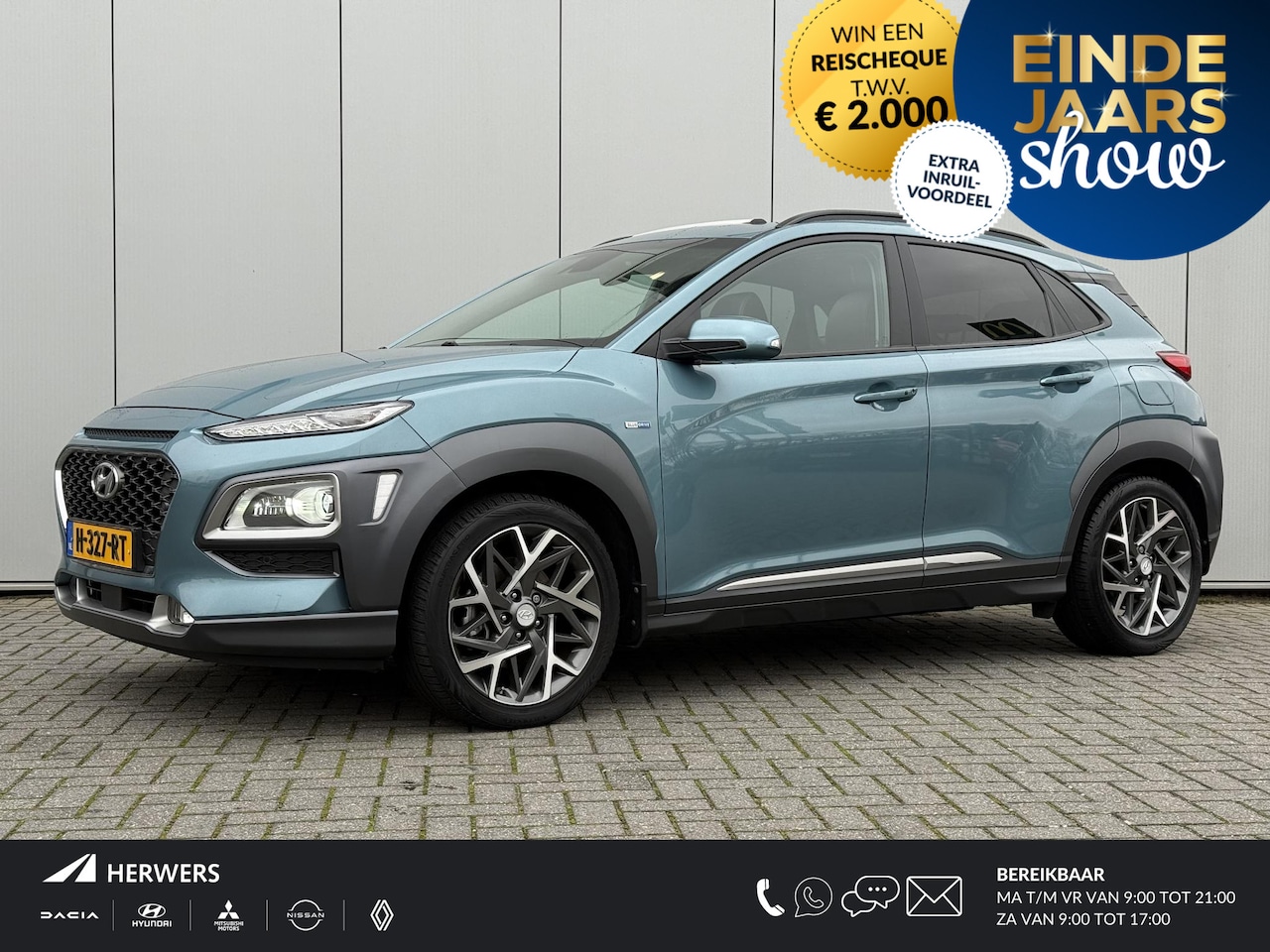 Hyundai Kona - 1.6 GDI HEV Premium / 1e Eigenaar / Trekhaak 1300 KG / Zwart Leder / KRELL Audio / Achteru - AutoWereld.nl