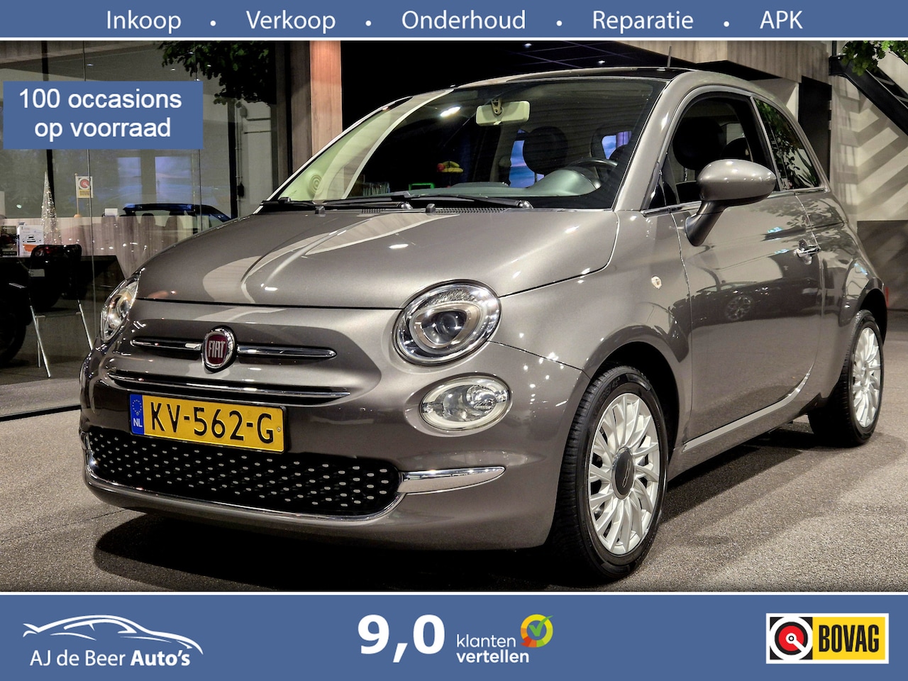 Fiat 500 - 0.9 TwinAir Turbo Lounge Panorama | Airco | LED | Navi - AutoWereld.nl