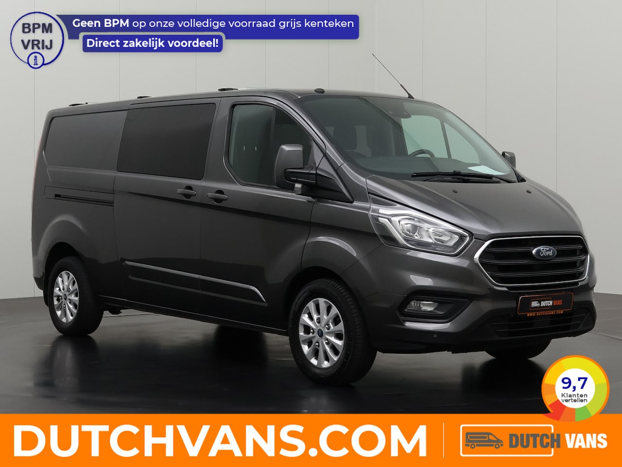 Ford Transit Custom - 2.0TDI 130PK Lang Dubbele Cabine Limited | 2xSchuifdeur | 6-Persoons | Airco | Cruise | Da - AutoWereld.nl