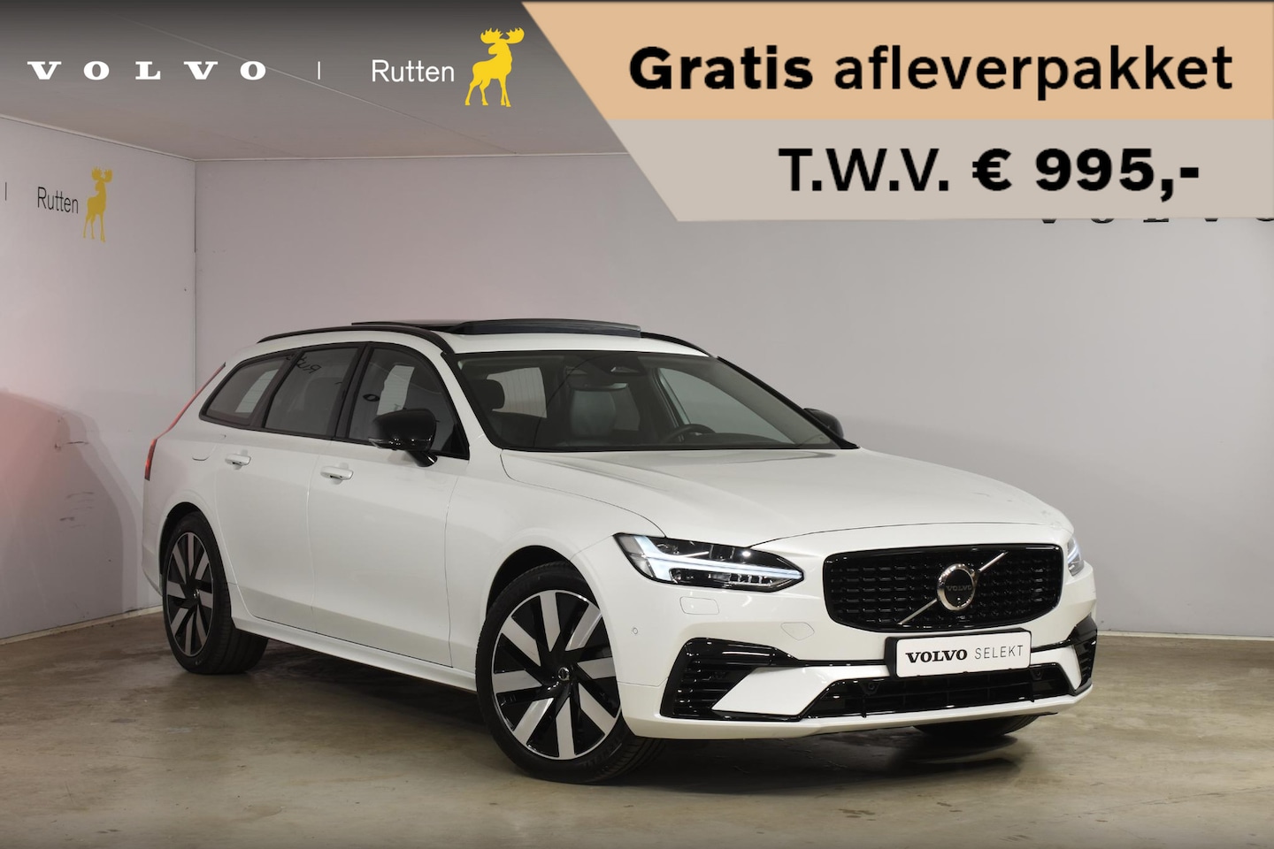 Volvo V90 - T8 455PK Automaat Plug-in Hybrid AWD Ultra Dark / Navigatie / 360 Camera / Harman Kardon / - AutoWereld.nl