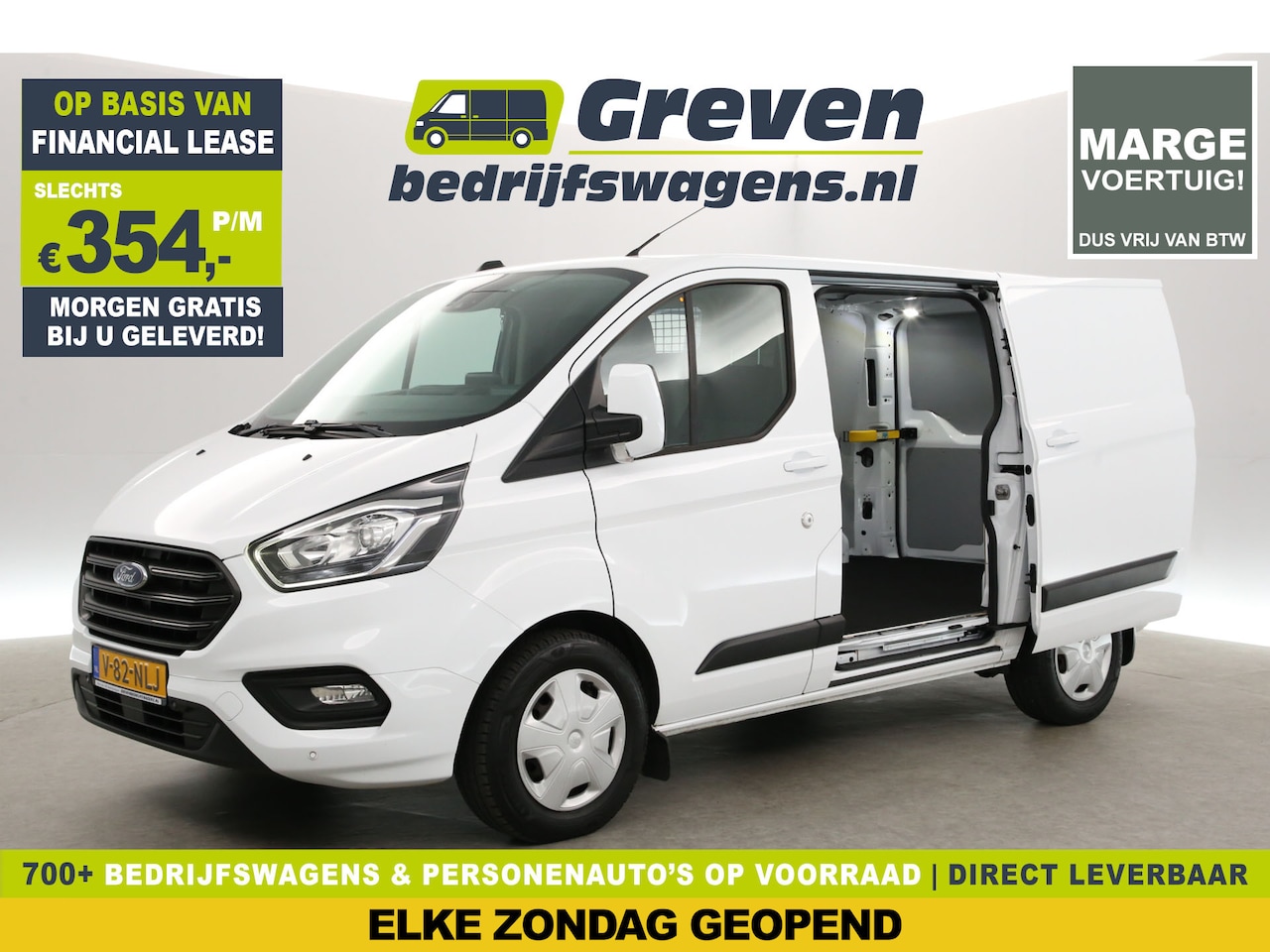 Ford Transit Custom - 280 2.0 TDCI L1H1 | MARGE | Aut. | Airco | Camera | Cruise | 3-Zits | Schuifdeur L+R | Tre - AutoWereld.nl