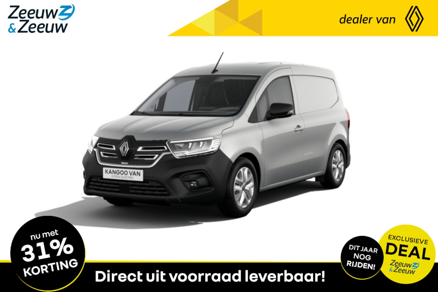 Renault Kangoo E-Tech - Extra L1 22kWh | Nu direct uit voorraad leverbaar met maar liefst 19% Zeeuw & Zeeuw actiek - AutoWereld.nl
