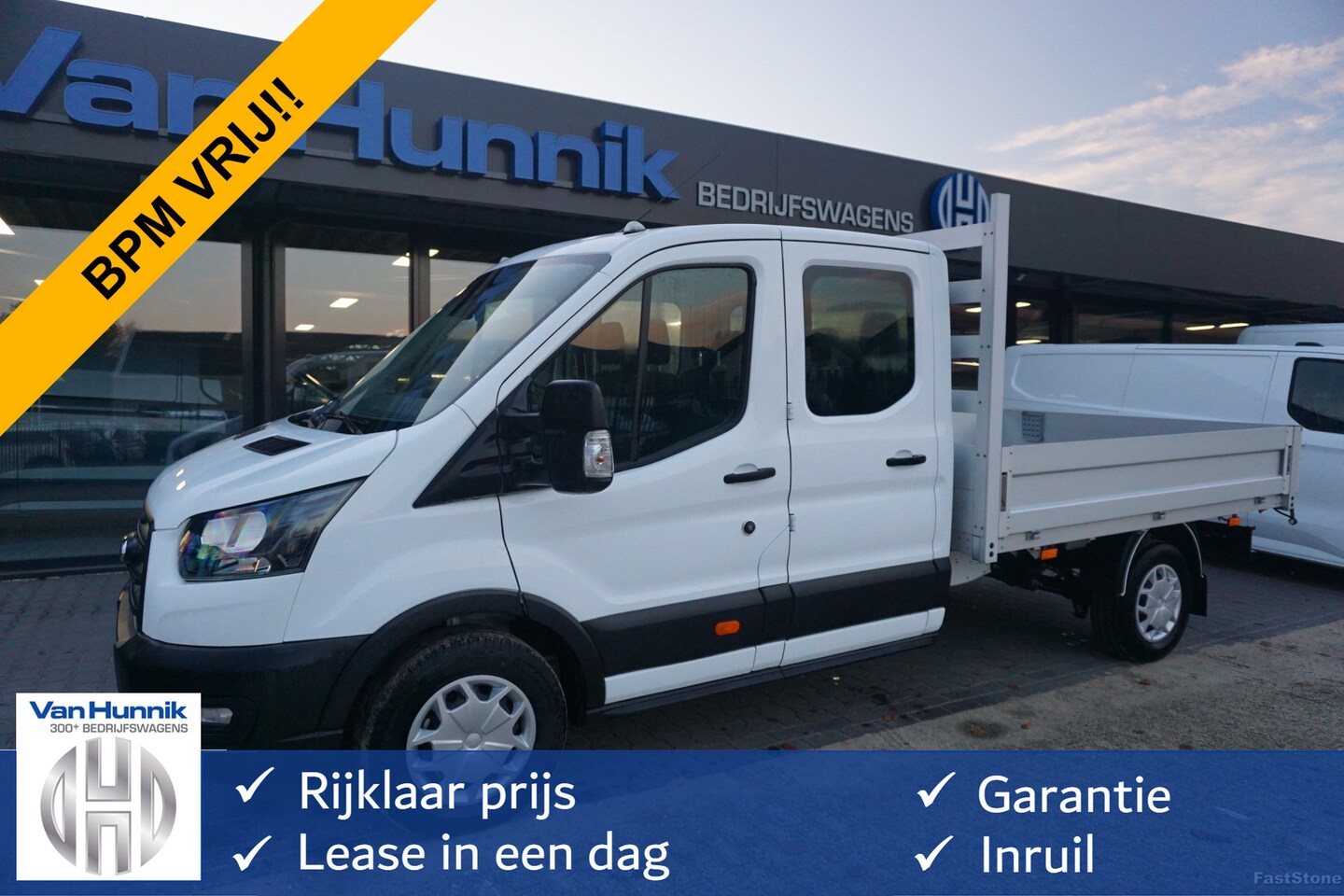 Ford Transit - 350L 130PK Doka L3 BPM VRIJ!! Airco, Cruise, Trekhaak!! NR. J01* - AutoWereld.nl