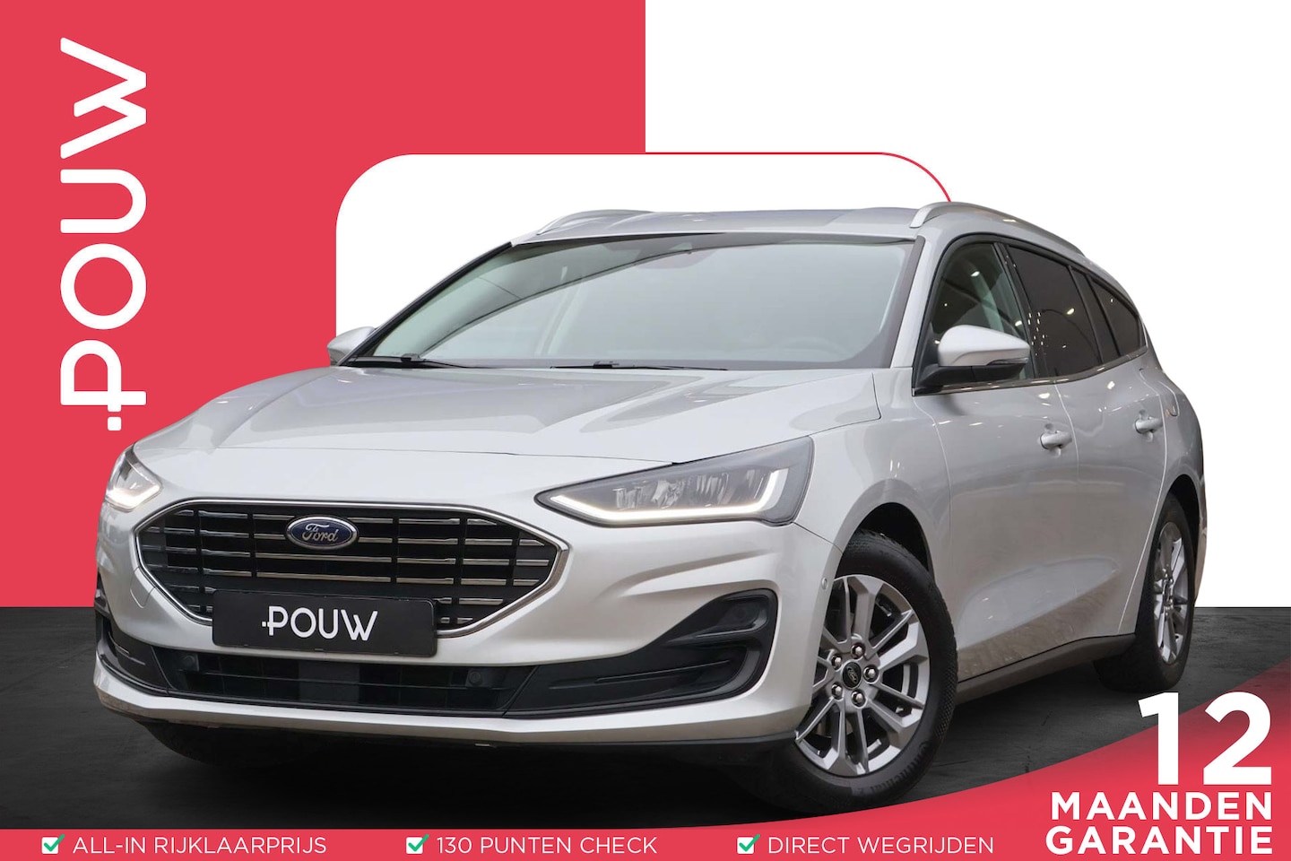 Ford Focus Wagon - 1.0 EcoBoost 125pk Hybrid Titanium | Trekhaak | Camera | Navigatie | Adaptive Cruise | App - AutoWereld.nl