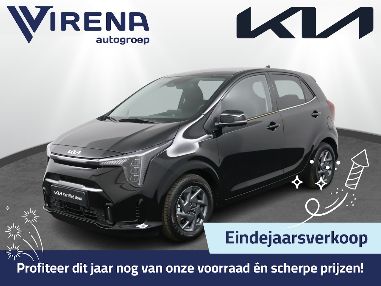 Kia Picanto - 1.0 DPI DynamicPlusLine - Navigatie - Achteruitrij camera - full-LED koplampen - Lichtmeta - AutoWereld.nl