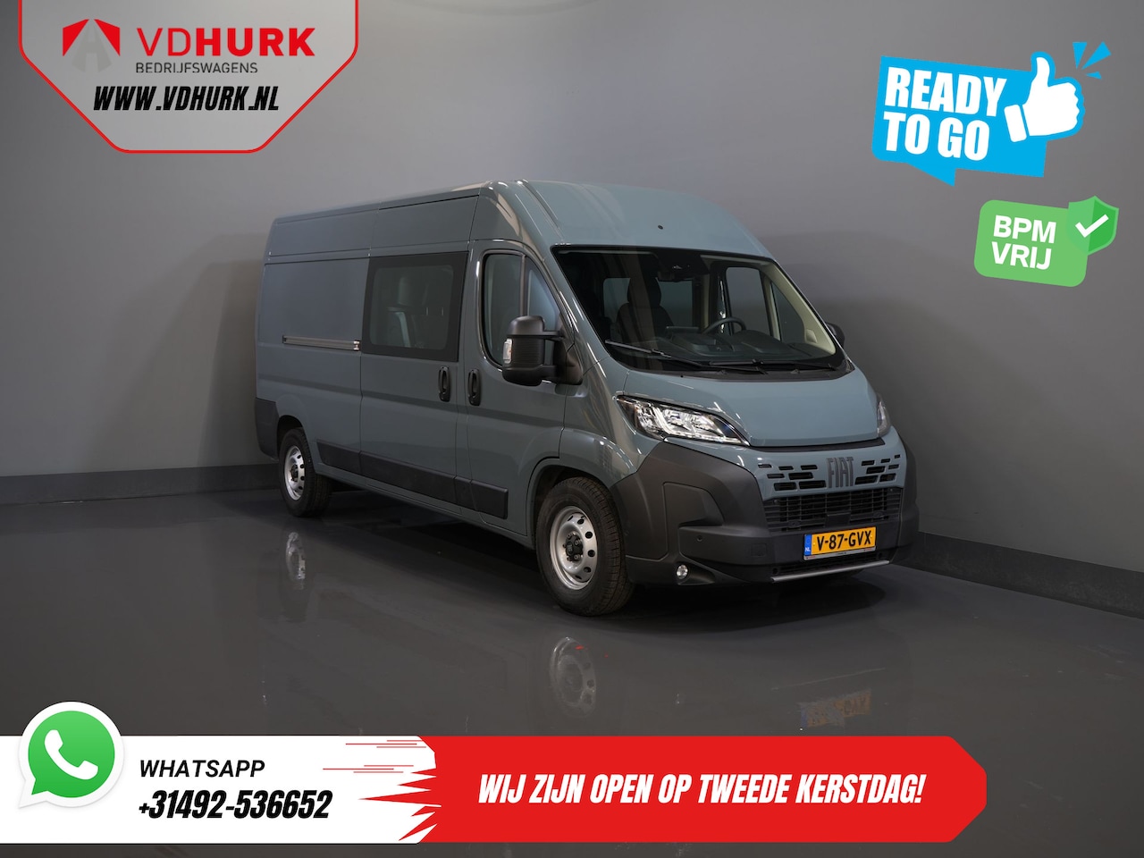 Fiat Ducato - 2.2 MJ 180 pk Aut. L3H2 DC Dubbel Cabine BPM VRIJ! 6 Pers./ 2x Schuifdeur/ Climate/ 2.5t T - AutoWereld.nl
