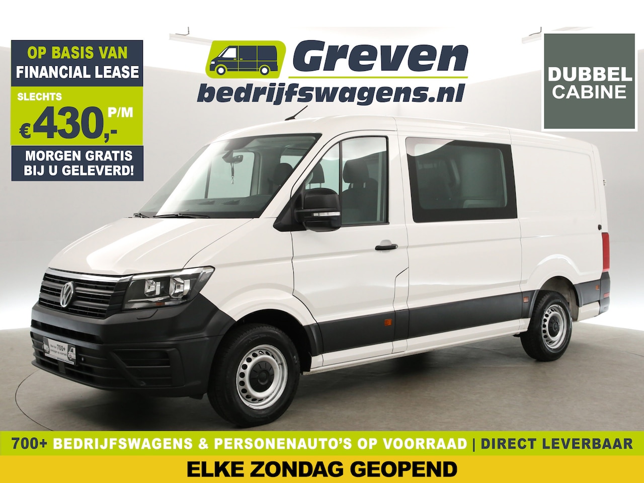 Volkswagen Crafter - 2.0 TDI L3H2 177PK | DC | 6-Zits | Airco | Cruise | Carplay | Parkeersens. | Navi - AutoWereld.nl