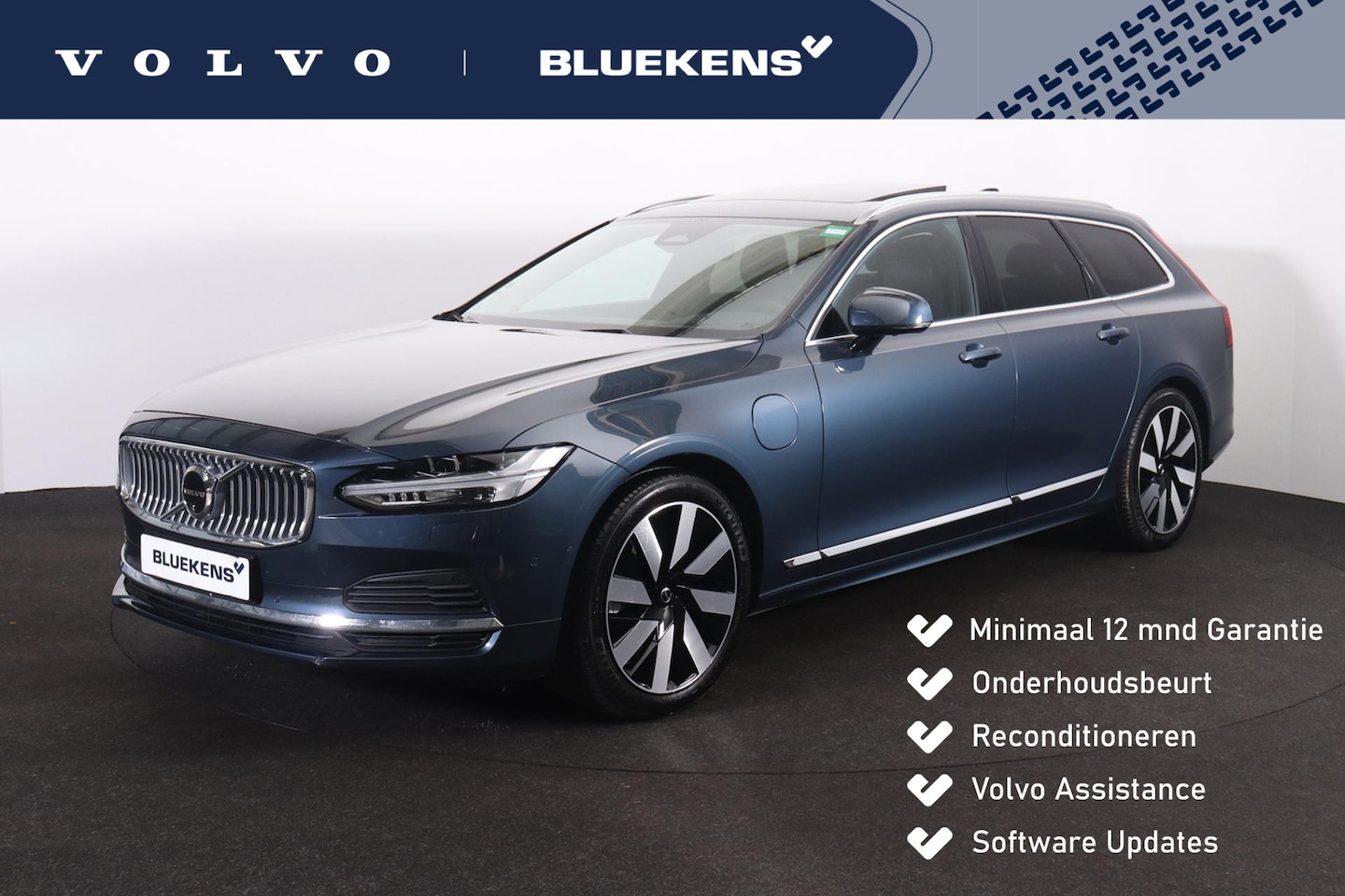 Volvo V90 - T8 Recharge AWD Ultra Dark - Panorama/schuifdak - IntelliSafe Assist & Surround - 360º Cam - AutoWereld.nl