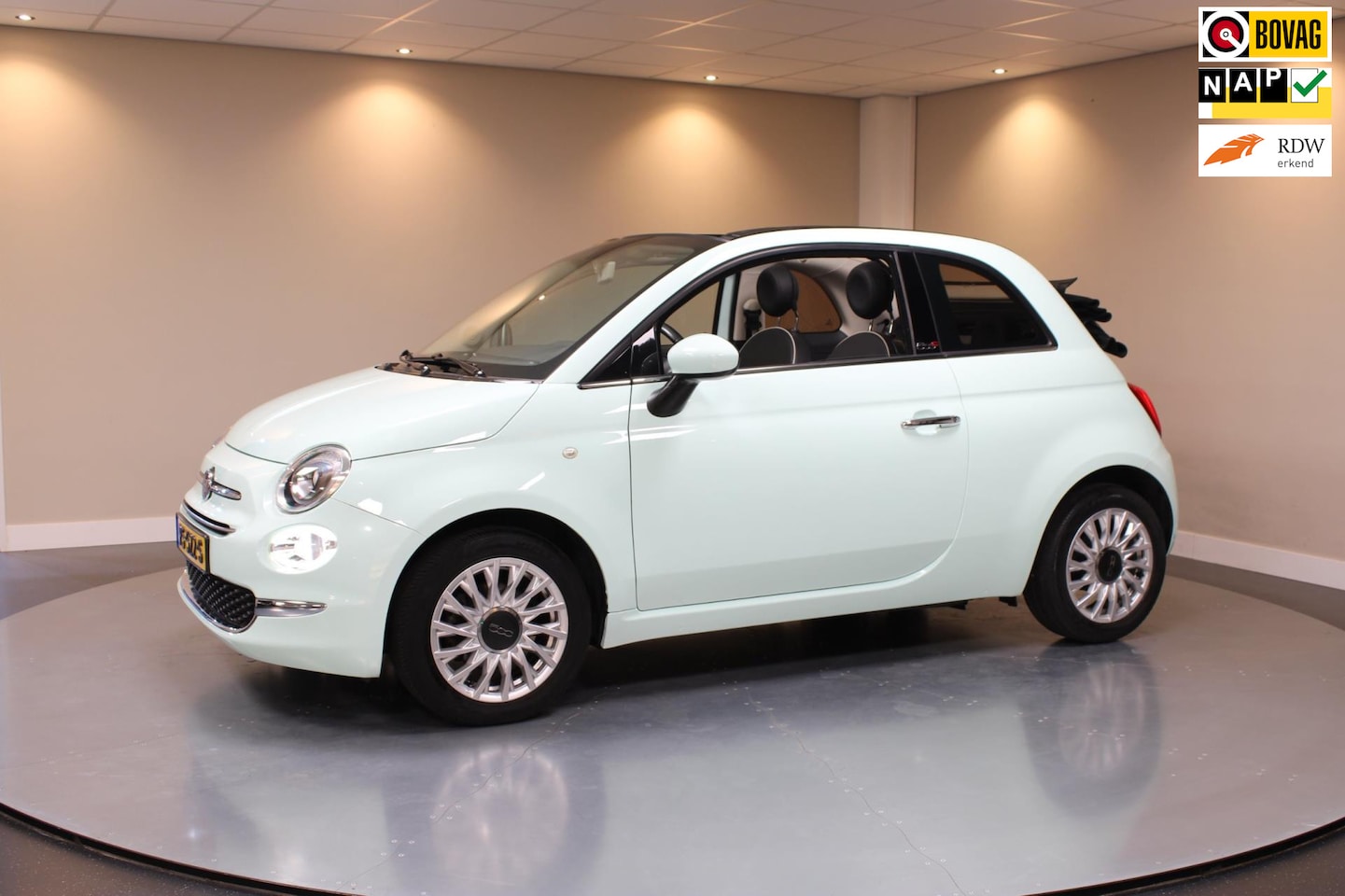 Fiat 500 C - 0.9 TwinAir Turbo Lounge *Mint-Groen* Navi|DAB|Cruise|NAP - AutoWereld.nl