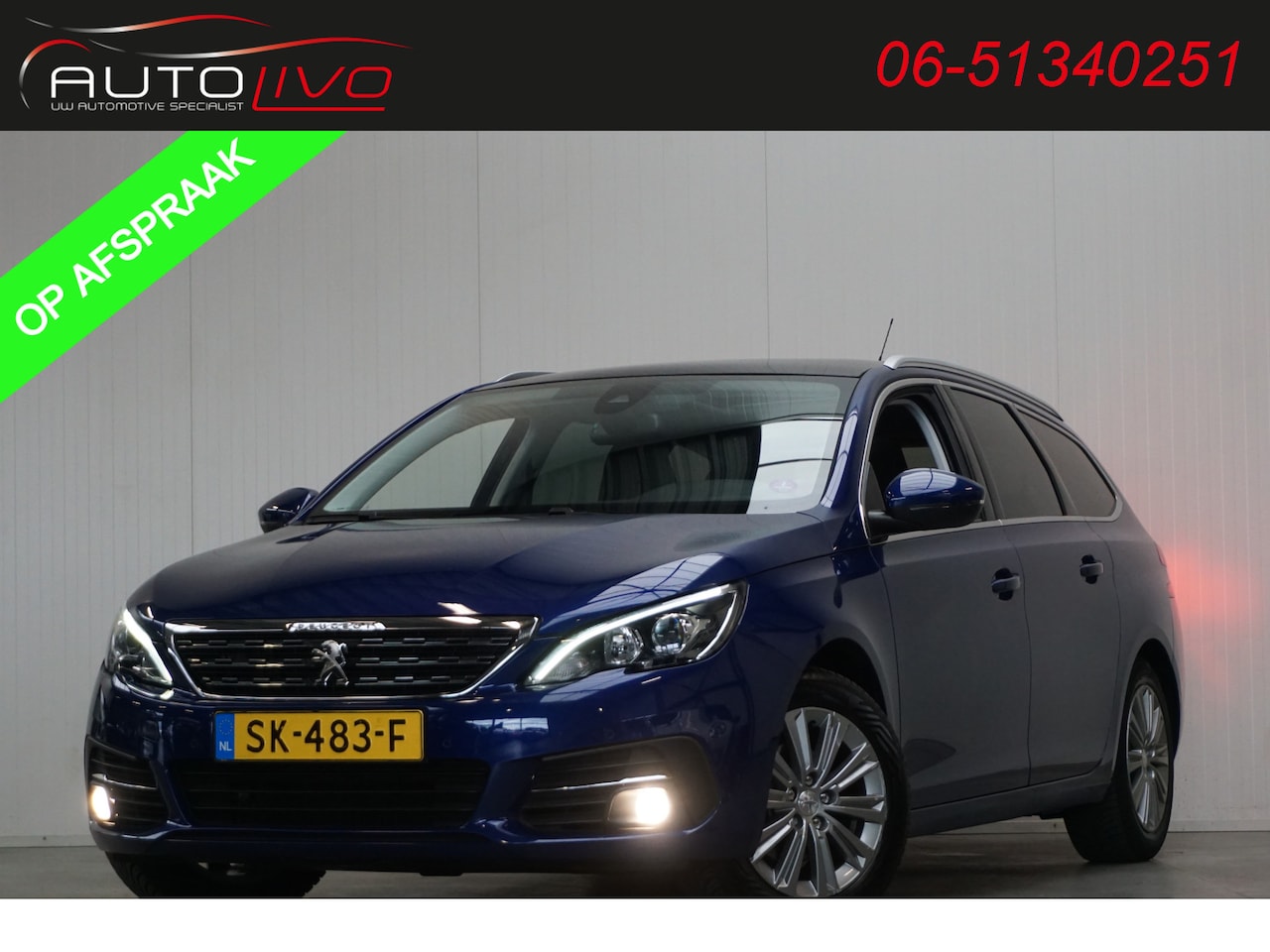 Peugeot 308 SW - 1.2 PureTech Blue Lease Premium AUTOMAAT! 130 PK! PANO CLIMA H. LEER CAMERA TREKHAAK etc. - AutoWereld.nl