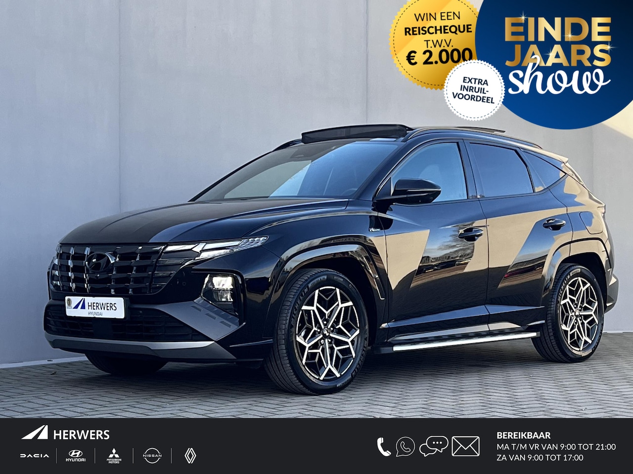 Hyundai Tucson - 1.6 T-GDI HEV 230pk N Line Sky Fabrieksgarantie tot 04-2029 / Dealer onderhouden / 1.650kg - AutoWereld.nl