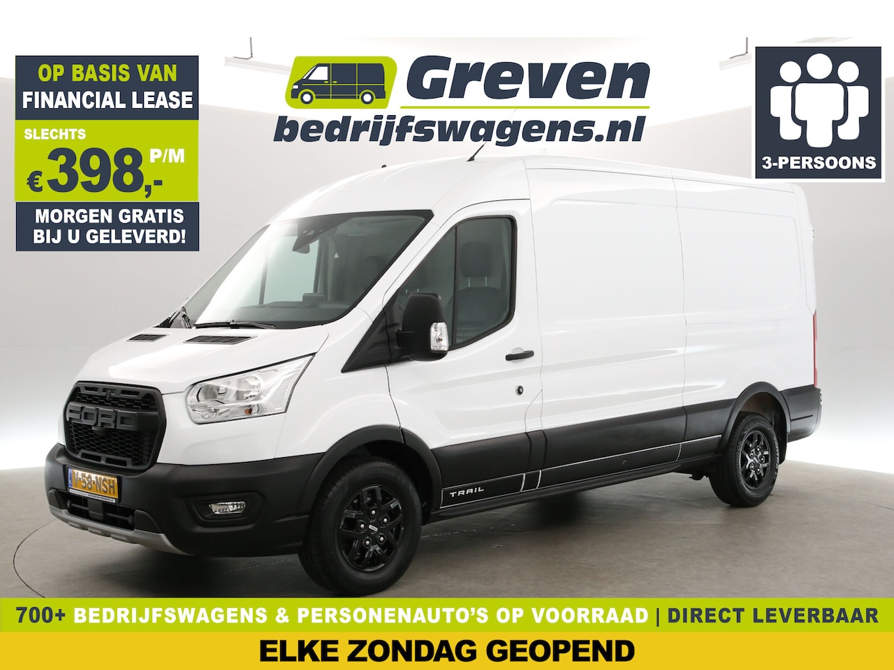 Ford Transit - 350 2.0 TDCI Trail 170PK L3H2 | Airco | Adap. Cruise | 3-Zits | Camera | Carplay | Trekh. - AutoWereld.nl