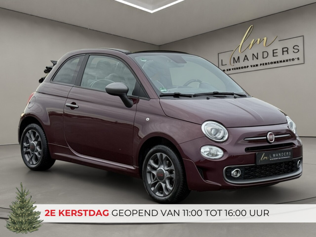 Fiat 500 C - 1.2 Sport 2019 BORDEAUX | Cabriolet | Apple CarPlay - AutoWereld.nl
