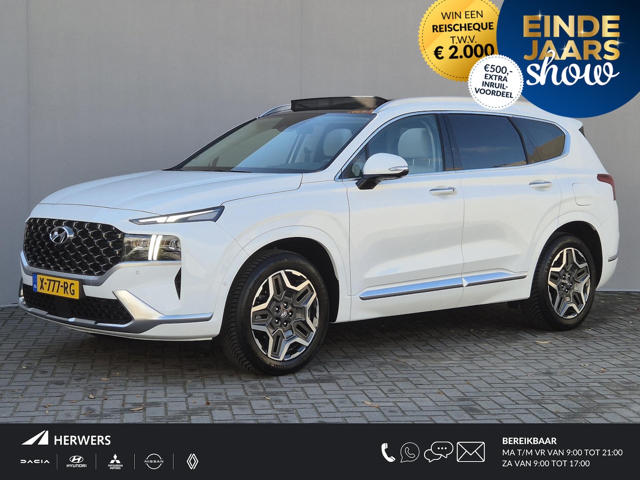 Hyundai Santa Fe - 1.6 T-GDI HEV Premium Plus Sky 7p. Automaat / 1650kg trekgewicht / NL Auto / HUD / 7 Perso - AutoWereld.nl