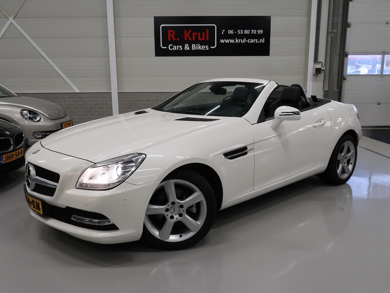 Mercedes-Benz SLK-klasse - 200 Leer Airscarf Panoramadak Sportstoelen Nekverwarming Metallic wit 17 inch Sportvelgen - AutoWereld.nl