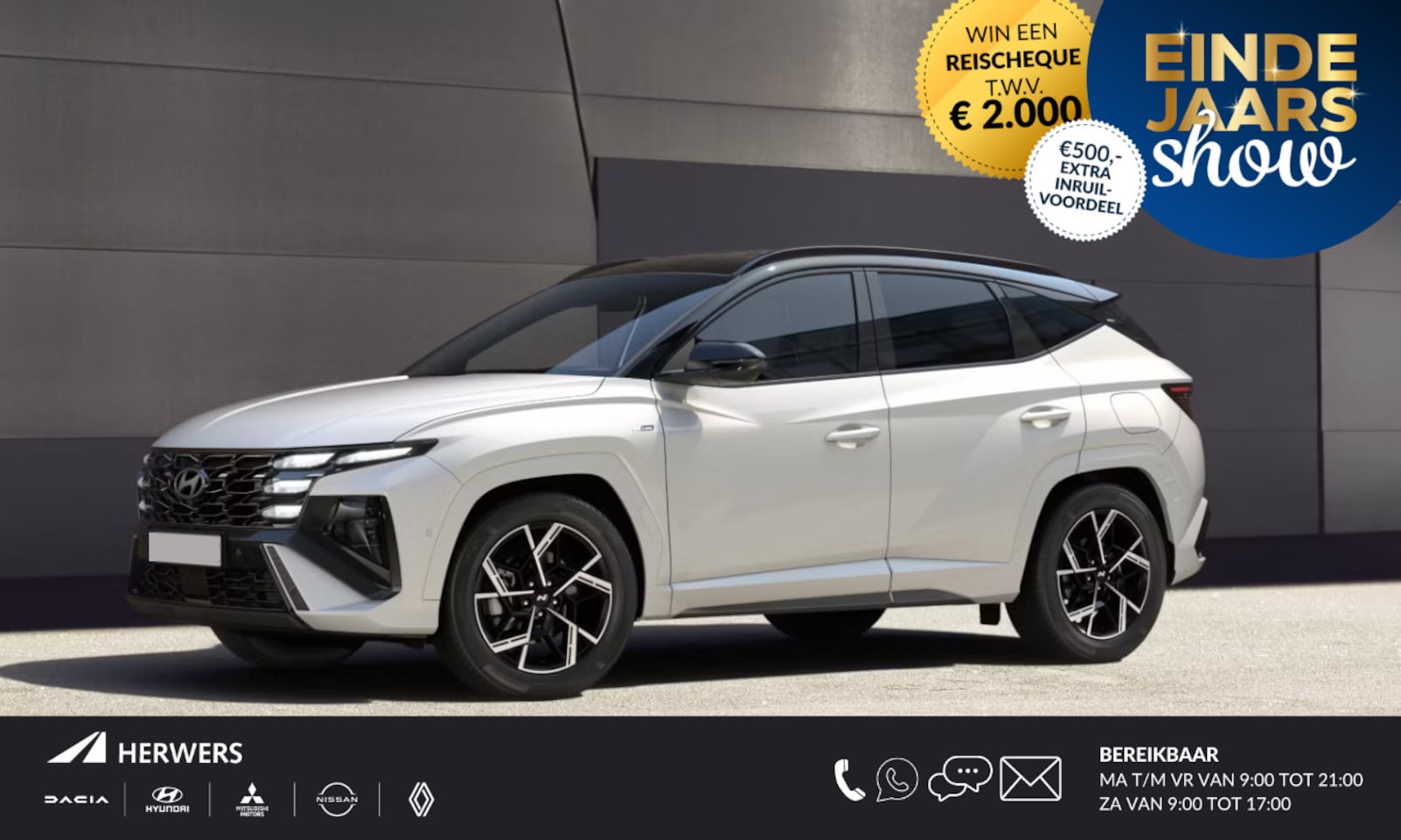 Hyundai Tucson - 1.6 T-GDI PHEV N Line Business / Rijklaarprijs Shadow Grey, Atlas White Of Engine Red / Nu - AutoWereld.nl