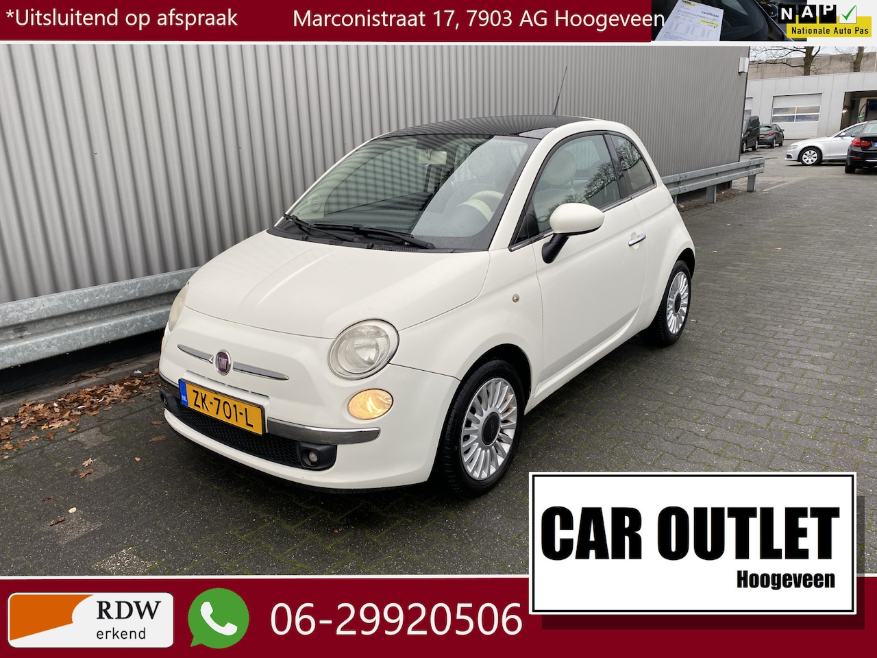 Fiat 500 - 1.2 Naked 120Dkm, A/C, Pano & Nieuwe APK – Inruil Mogelijk – - AutoWereld.nl