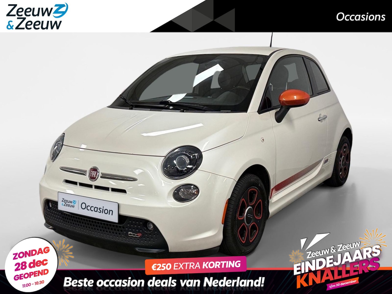 Fiat 500e - 24kwh AUTOMAAT AIRCO CLIMATE CONTROLE ELECTRISCHE USB RADIO/CD ZEER MOOIE LEUKE AUTO 12 MA - AutoWereld.nl