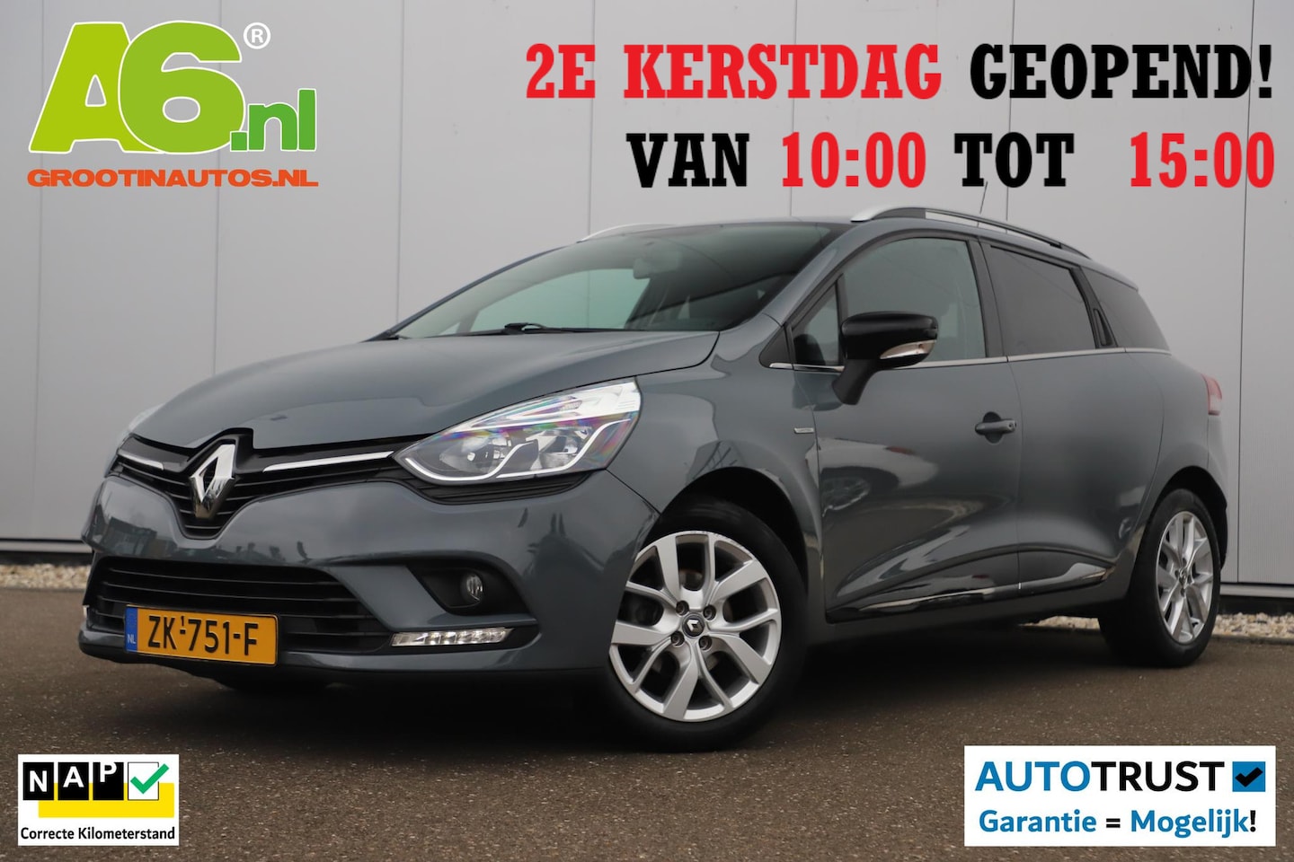 Renault Clio Estate - 0.9 TCe Limited Nardo Grey 16 inch LMV Keyless Navigatie Carplay Airco Cruise Control - AutoWereld.nl