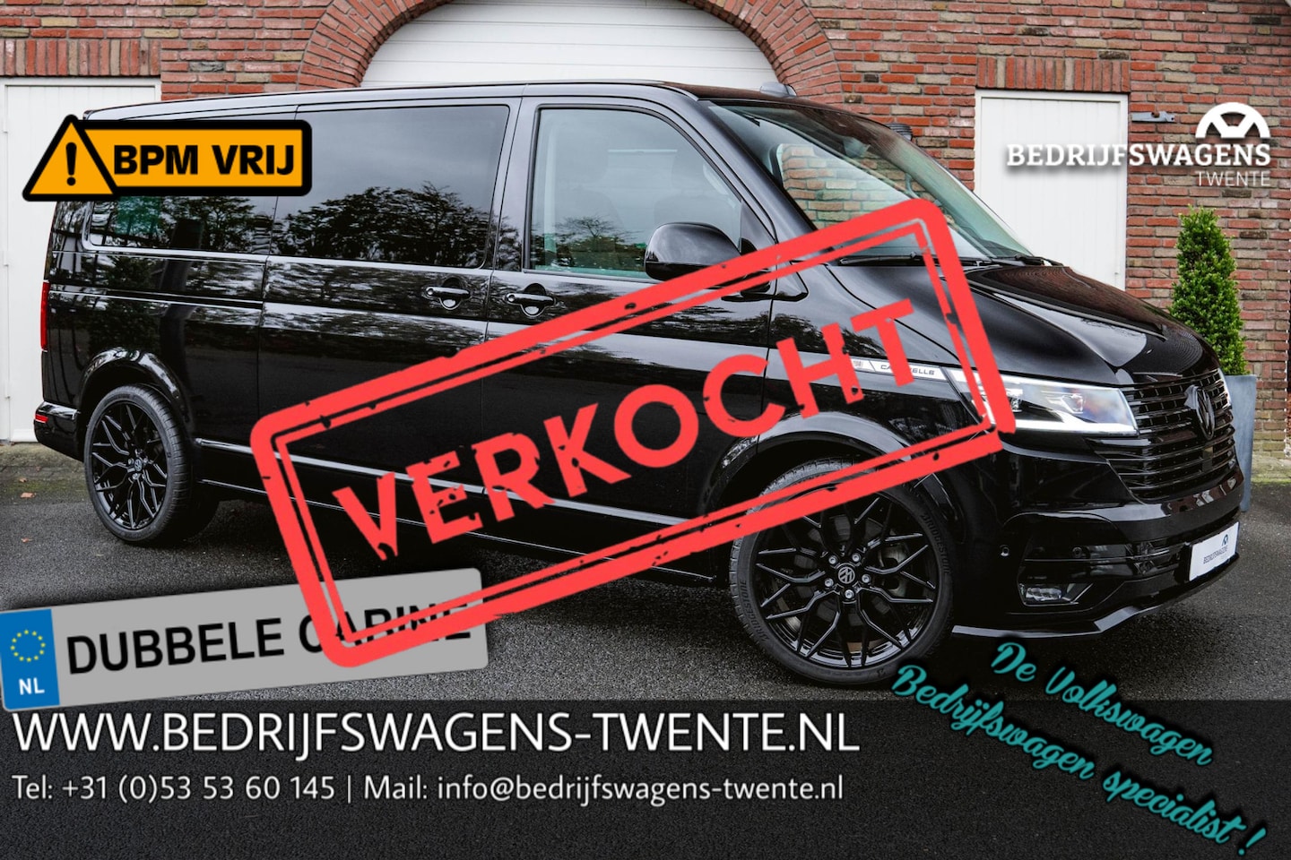Volkswagen Transporter Caravelle - T6.1 2.0 TDI 204 PK DSG L2H1 A-KLEP ALPINE AUDIO | LED | Leder | Side Assist | BLACK SPECI - AutoWereld.nl