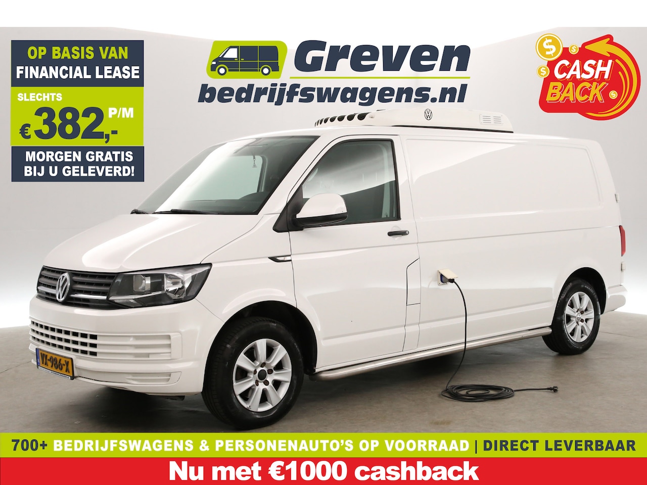 Volkswagen Transporter - 2.0 TDI L2H1 | 140PK | MARGE | Koelwagen 0° | Nachtkoeling | Airco | Cruise | 3-Zits | Tre - AutoWereld.nl