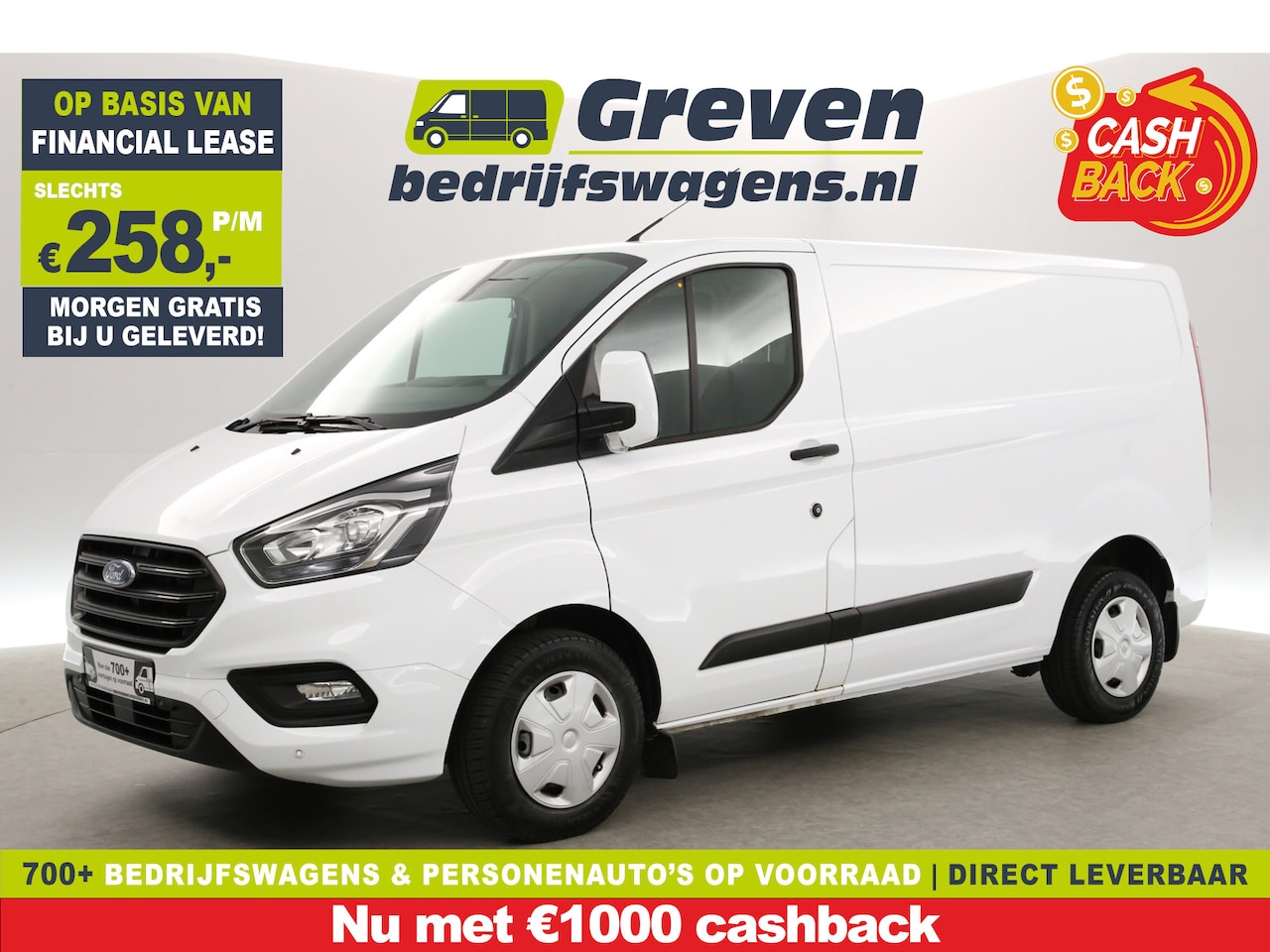 Ford Transit Custom - 280 2.0 TDCI L1H1 | Airco | Cruise | 3-Zits | Parkeersens. | Stoelverw. | Trekhaak - AutoWereld.nl