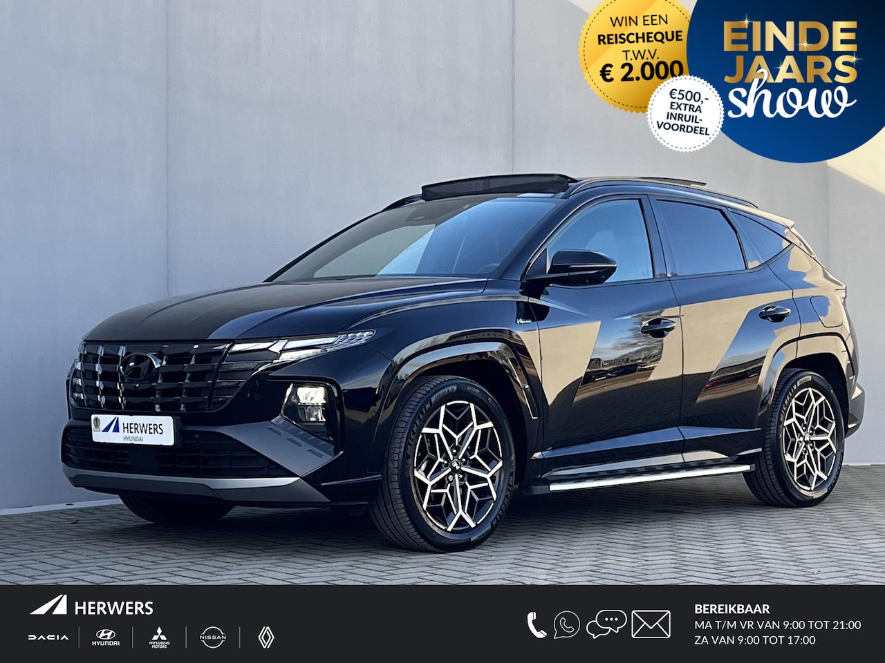 Hyundai Tucson - 1.6 T-GDI HEV 230pk N Line Sky Fabrieksgarantie tot 04-2029 / Dealer onderhouden / 1.650kg - AutoWereld.nl