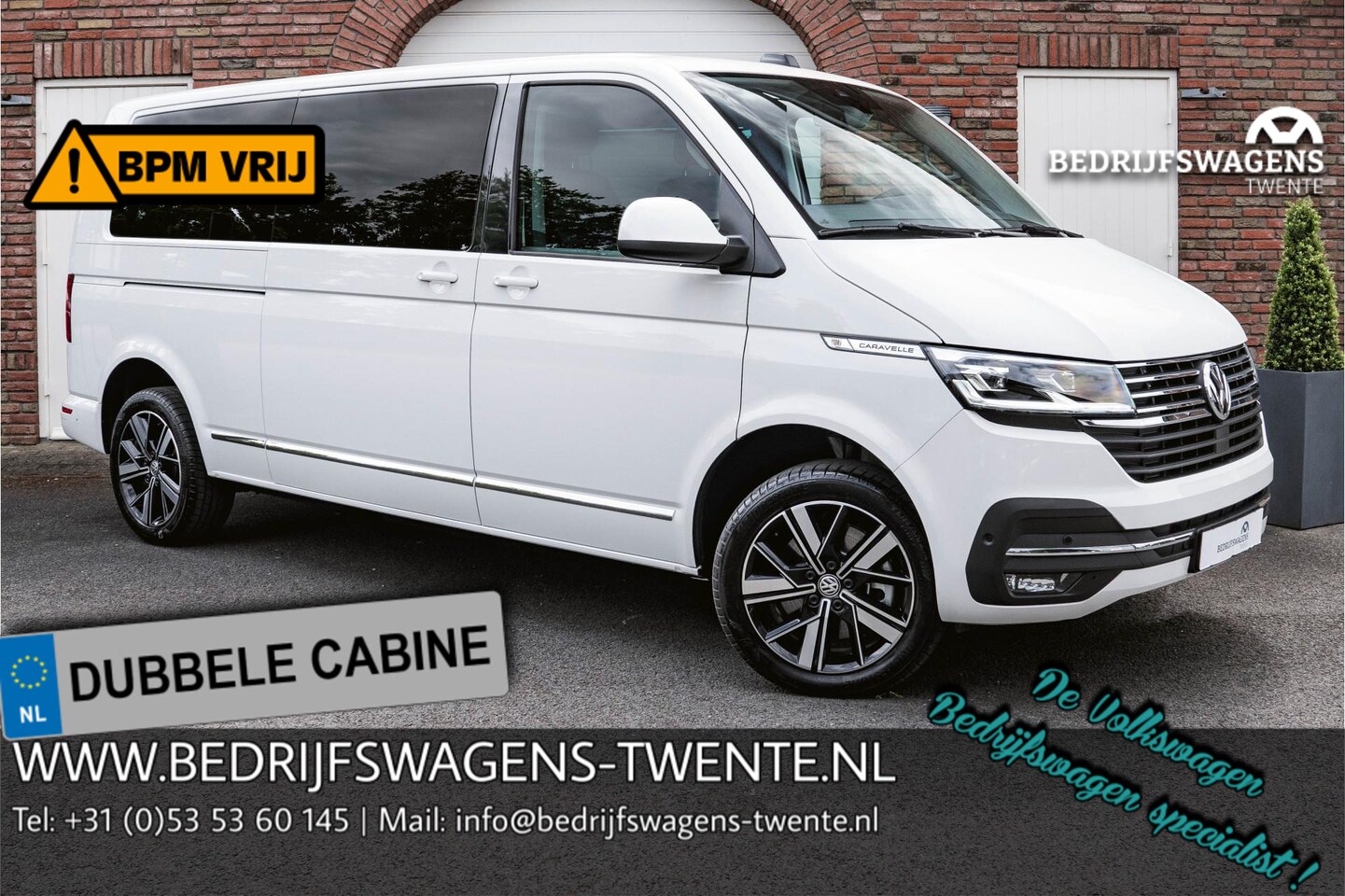 Volkswagen Transporter Caravelle - T6.1 2.0 TDI 204 PK DSG L2H1 A-KLEP DUB/CAB ACC | LED | Leder | Side Assist | Privacy glas - AutoWereld.nl
