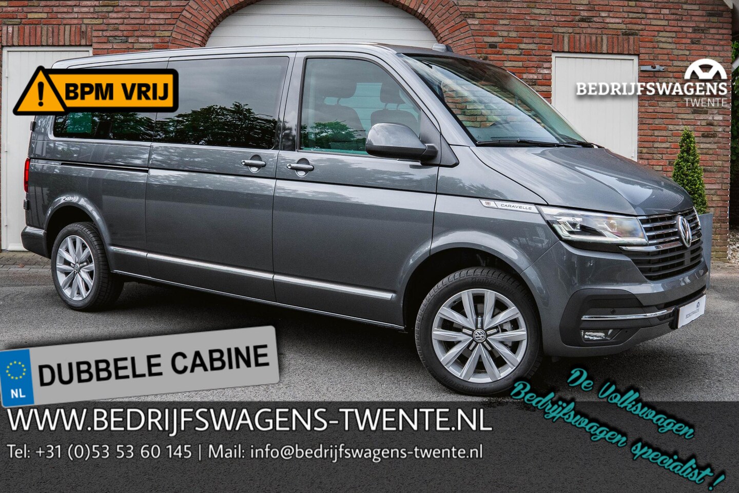 Volkswagen Transporter Caravelle - T6.1 2.0 TDI 150 PK DSG CARAVELLE L2H1 DUB/CAB A-Deuren ACC | LED | Digital Cockpit | Lede - AutoWereld.nl