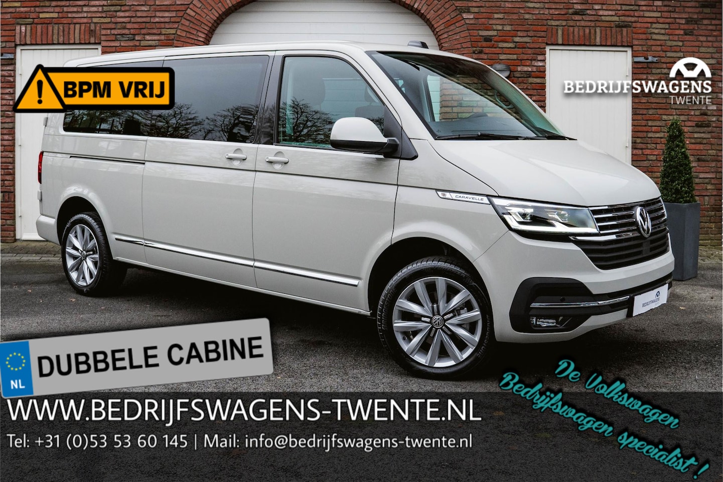 Volkswagen Transporter Caravelle - T6.1 2.0 TDI 150 PK DSG CARAVELLE L2H1 DUB/CAB A-Deuren ACC | LED | Digital Cockpit | Lede - AutoWereld.nl