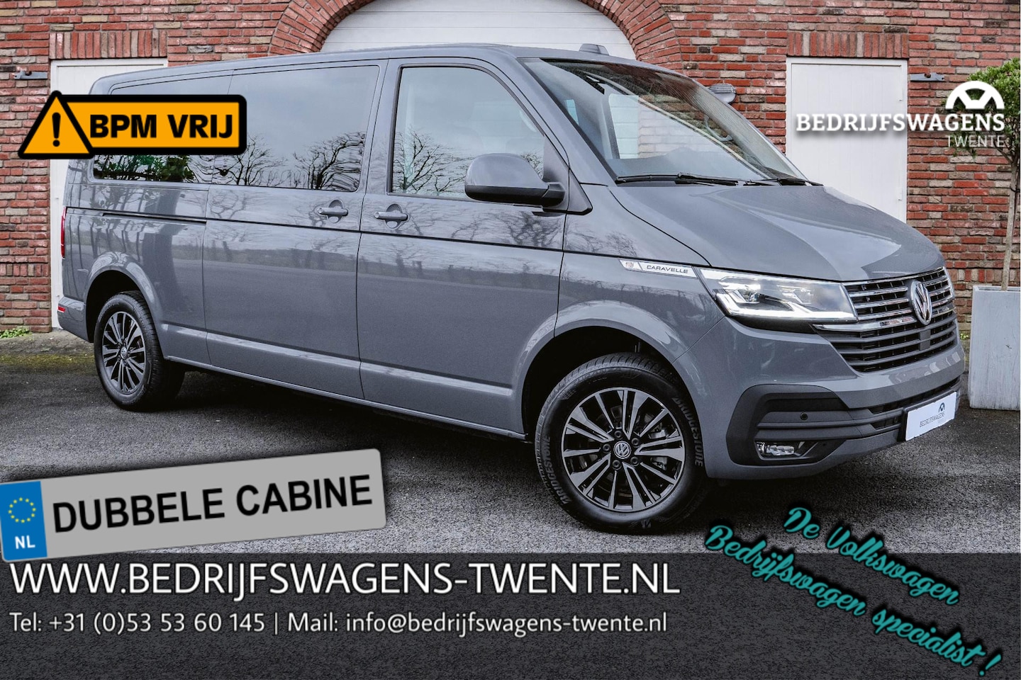 Volkswagen Transporter Caravelle - T6.1 2.0 TDI 150 PK DSG CARAVELLE L2H1 DUB/CAB A-KLEP ACC | LED | Privacy glass | Apple Ca - AutoWereld.nl