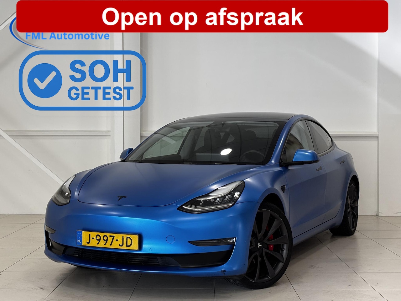 Tesla Model 3 - Performance AWD 75 kWh 89% SOH | FSD Full Self driving | Performance | Blauw Wrap | - AutoWereld.nl