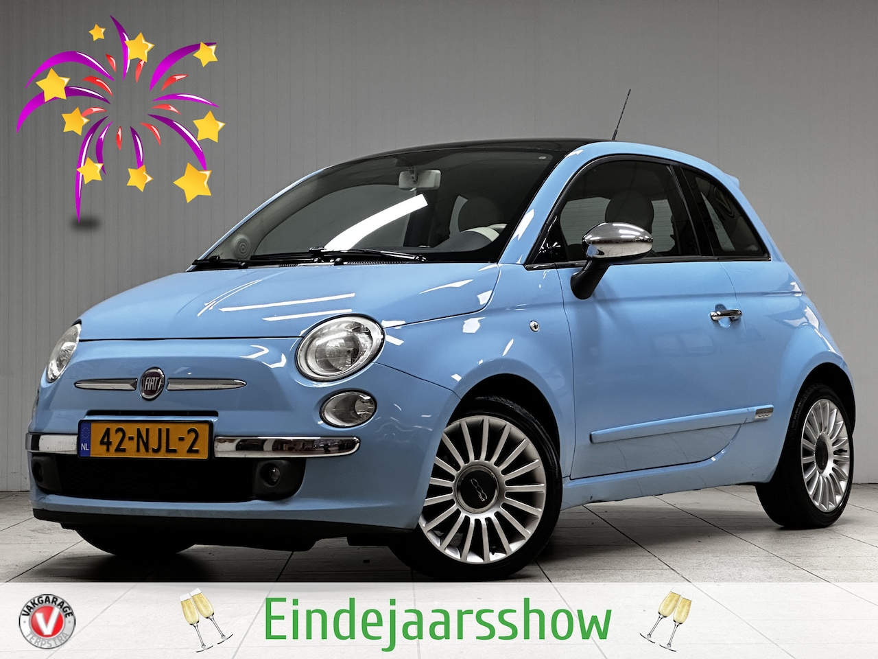 Fiat 500 - 0.9 TwinAir Lounge /16"LMV /Pano-Dak /Airco /Elek. pakket /C.V. afstand /Radio-CD /Blue & - AutoWereld.nl