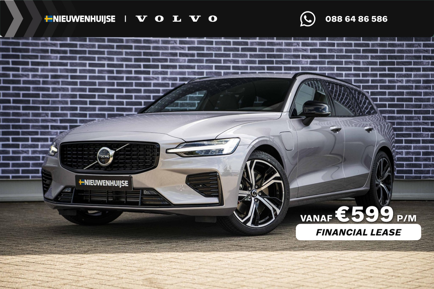 Volvo V60 - 2.0 T6 Plug-in hybrid AWD Plus Dark | Panoramadak | Head Up Display | Aurora Silver | Donk - AutoWereld.nl