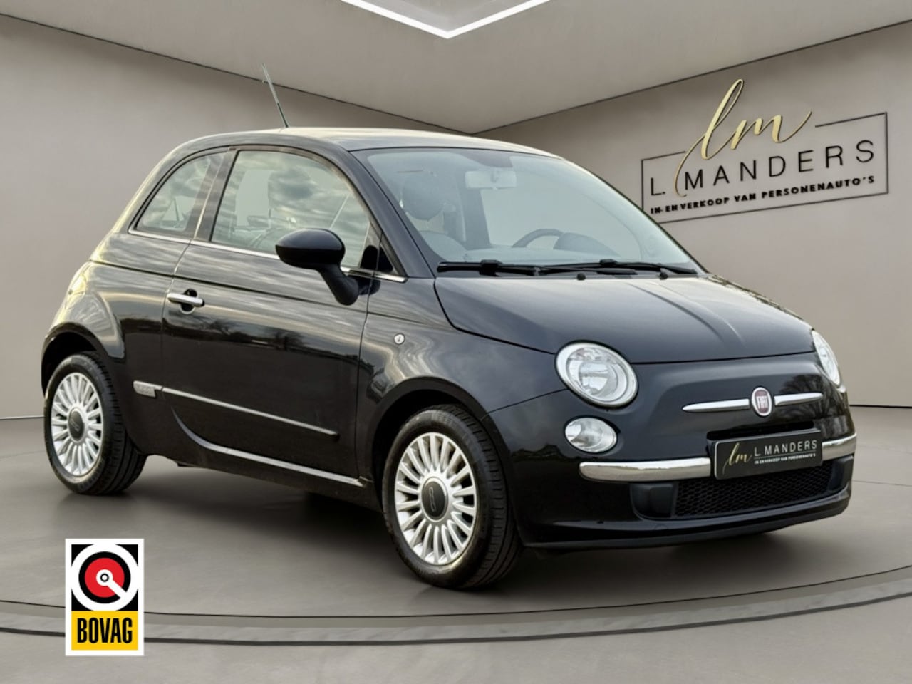 Fiat 500 - 0.9 TwinAir Lounge 2012 ZWART | Panoramadak | Airco | NL - AutoWereld.nl