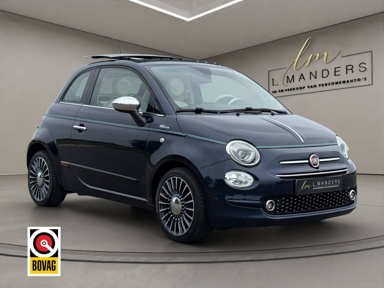 Fiat 500 - 0.9 TwinAir T Riva 2017 BLAUW | Schuifdak | Display | Benzine - AutoWereld.nl
