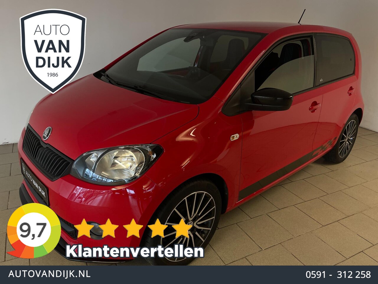 Skoda Citigo - 1.0 Greentech Monte Carlo 75PK AIRCO NAVI CRUISE BT SCHERM STOELVERW PDC ZWARTE HEMEL VELG - AutoWereld.nl