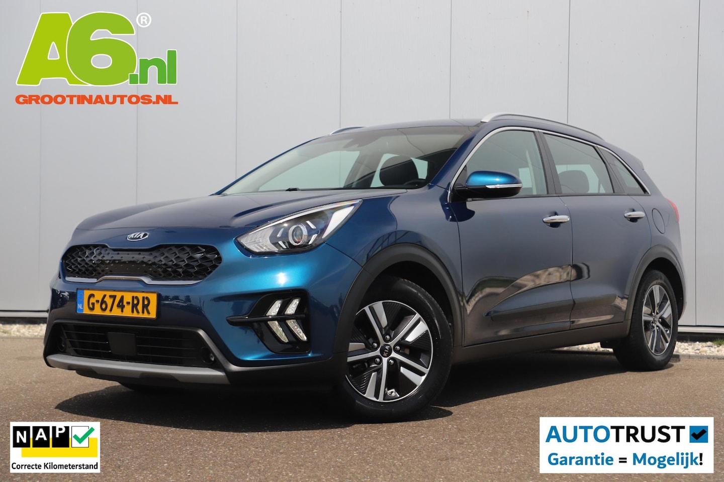 Kia Niro - 1.6 GDi Hybrid DynamicLine Automaat Half Leder Navigatie Camera Adaptive Cruise Lane Assis - AutoWereld.nl