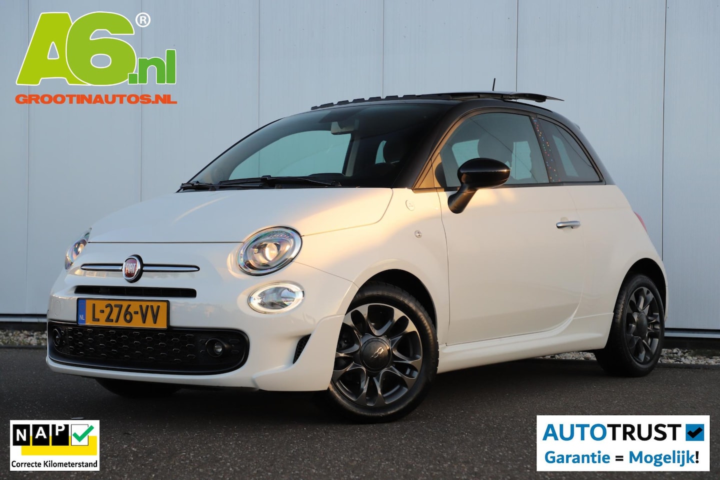 Fiat 500 - 1.0 Hybrid Hey Google Schuifdak 15 inch LMV Half Leder Carplay Navigatie Airco Cruise Cont - AutoWereld.nl